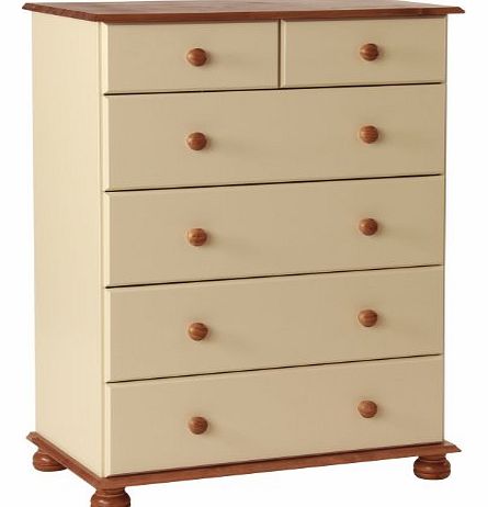 NJA Furniture Designer 2 Plus 4 Deep Drawer Chest, 112 x 83 x 48 cm, Cream/ Pine