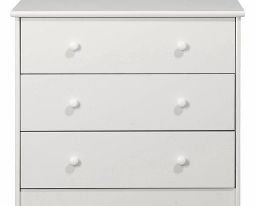 NJA Furniture Kids World Kids 3-Drawer Chest, 73 x 75 x 39 cm, White