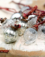 Nkuku Recycled Dew Drop Tree Baubles (set of 12) -