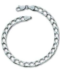 no Mens Sterling Silver Square Curb Bracelet