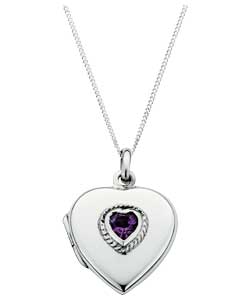 no Sterling Silver Amethyst Cubic Zirconia Heart