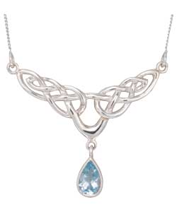 no Sterling Silver Blue Topaz Celtic Necklet