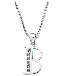 no Sterling Silver Cubic Zirconia Initial B Pendant