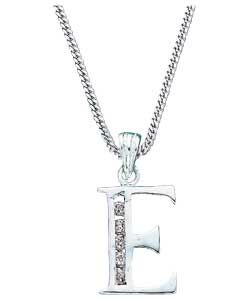 no Sterling Silver Cubic Zirconia Initial E Pendant
