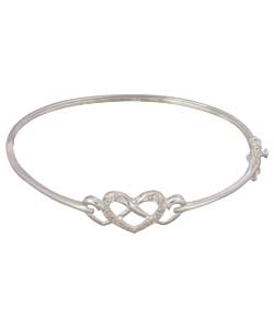 no Sterling Silver Cubic Zirconia Triple Heart Bangle