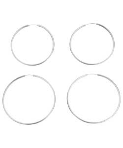 no Sterling Silver Hoop Set