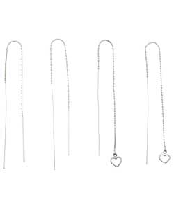 Sterling Silver Pull Through Drop Earrings