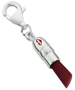 no Sterling Silver Red Enamel Lipstick Charm