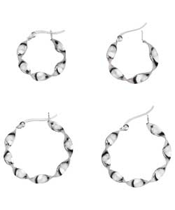 no Sterling Silver Twist Round Creole Earrings