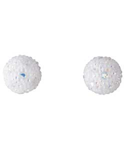 no Sterling Silver White Aurora Borealis Stud