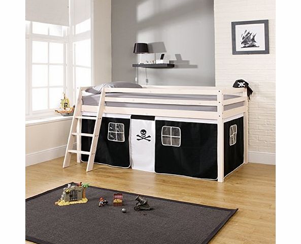 Noa and Nani Cabin Bed amp; Mattress Whitewash Bunk Bed with Pirate Matress 57WWPIRATE M