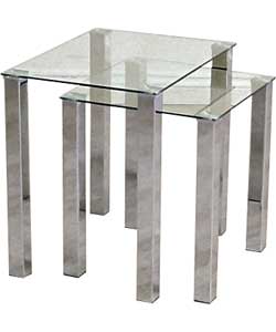 NOIR Clear 2 Piece Nest of Tables