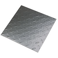Treadplate Effect Silver Vinyl Flooring