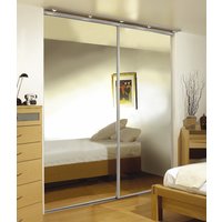 Non-Branded Wardrobe set silver frame mirror panel 2286 x