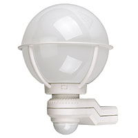 White Globe Wall Light PIR