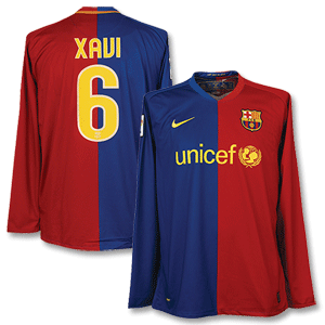 None 08-09 Barcelona Home L/S Shirt   Xavi 6