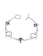 Amethyst Cubic Zirconia Sterling Silver Toggle Bracelet