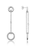 Cubiz Zirconia Circles Sterling Silver Drop Earrings