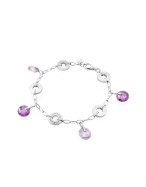 Lavender Stone Sterling Silver Charm Bracelet