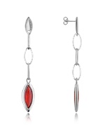 Red Cubic Zirconia Sterling Silver Drop Earrings