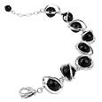 Sterling Silver Black Faceted Ball Bracelet