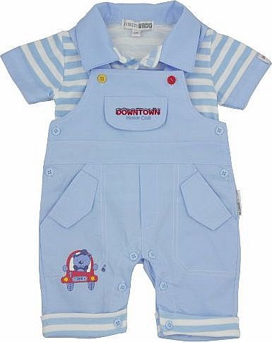 Nursery Time Downtown Motor Club Dungaree & T-Shirt Set - 0-3 Months