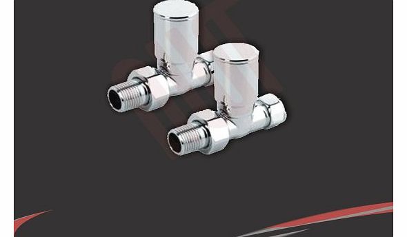 NWT Direct - Accessories Straight Chrome Valve Set - Heated Towel Rail / Radiator Slimline Round Valves (Pair of)