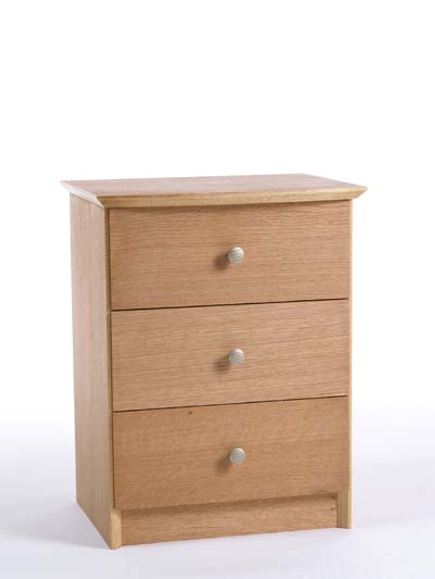 OAK BEDSIDE CABINET 3 DRAWER CHELSEA