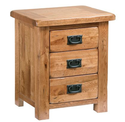 OAK BEDSIDE CABINET 3 DWR RUSTIC