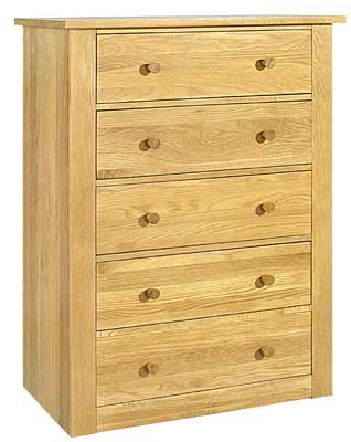 oak Chest of Drawers 5 Drawer Lyndhurst