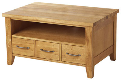 COFFEE TABLE 3 DRAWER & SHELF WEALDEN