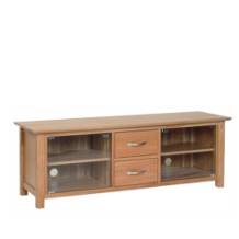 Devon Oak large TV Unit with Glass Doors