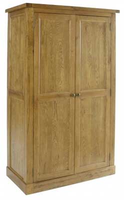 oak Distressed Double Wardrobe Full Hanging