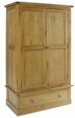 oak Distressed Gents Wardrobe with drawer