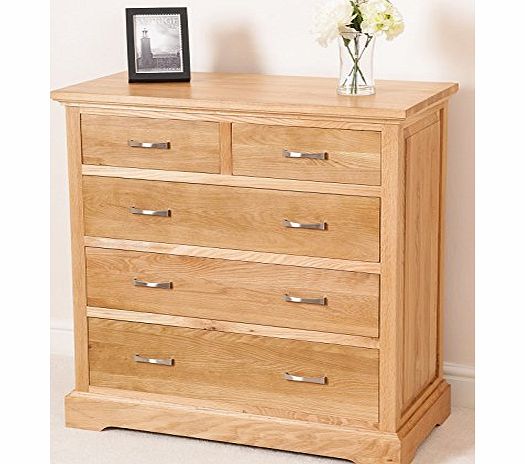 OAK FURNITURE KING ASPEN SOLID OAK 5 DRAWER CHEST OF DRAWERS BEDROOM FURNITURE