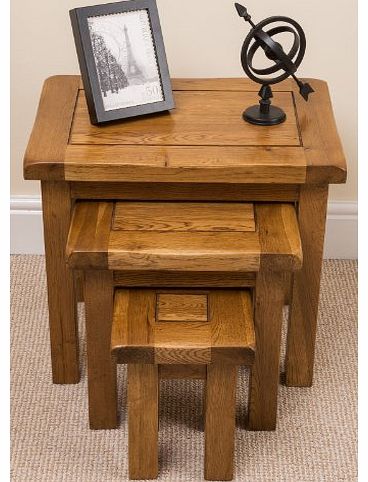 COTSWOLD RUSTIC SOLID OAK NEST OF TABLES NESTED TALES LIVING ROOM FURNITURE