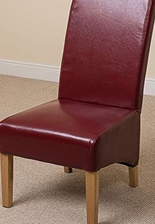 OAK FURNITURE KING X2 Montana Scroll Back Leather Dining Chairs (Burgundy)