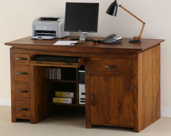 Oak Furniture Land Tokyo Brown Teak Mango Computer Desk