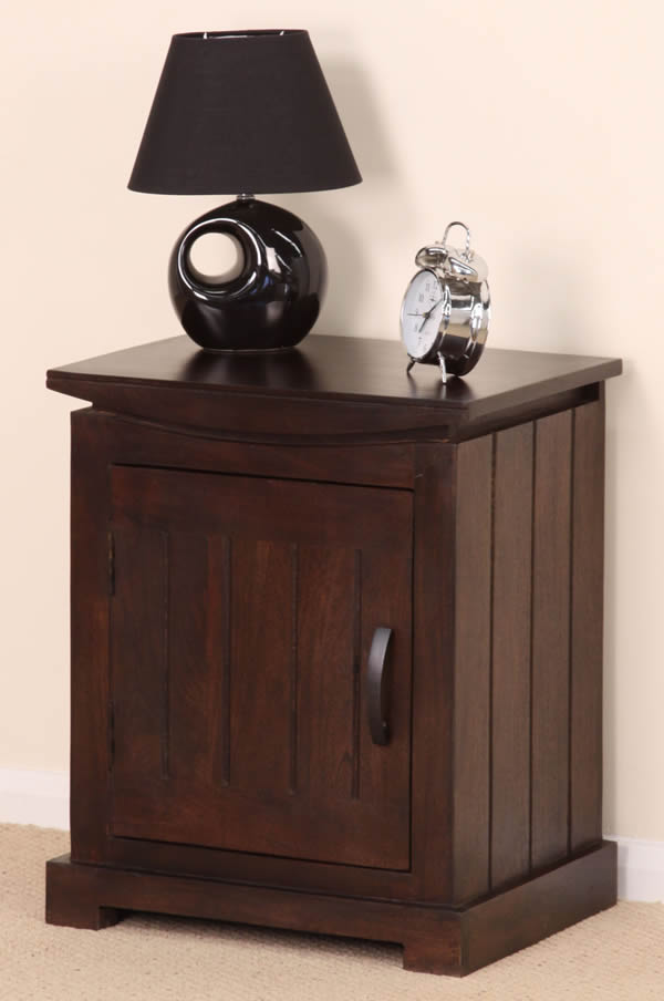 Oak Furniture Land Tokyo Solid Dark Mango Bedside Cabinet