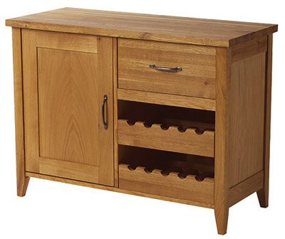 oak Sideboard 1 Door 1 Drawer With Wine Rack