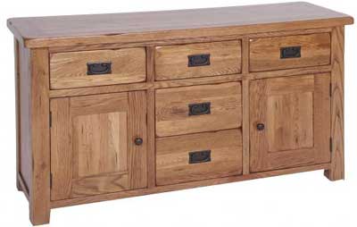 oak SIDEBOARD 4FT 6IN 5 DRAWER 2 DOOR RUSTIC OAK