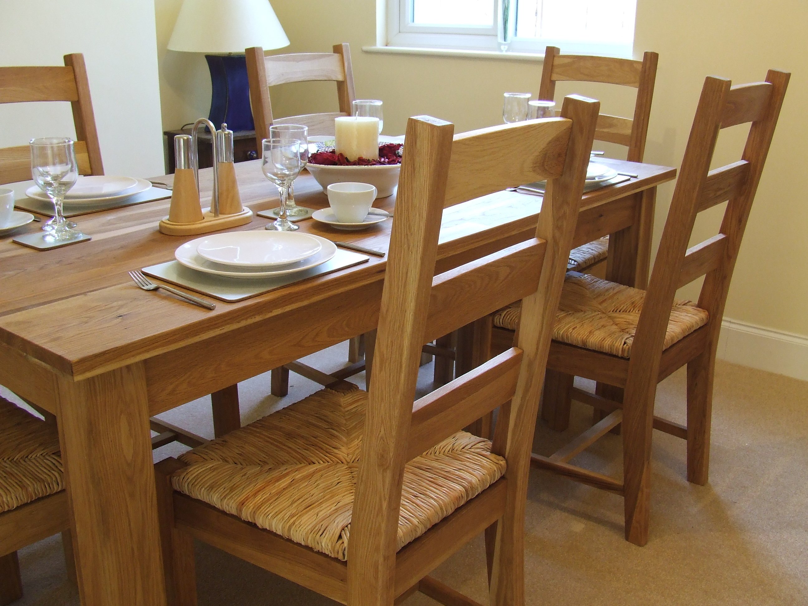 Oak Solid Oak Dining Table Set 180cm - Rush Pad