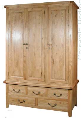 WARDROBE 3 DOOR 5 DRAWER COTSWOLD RUSTIC