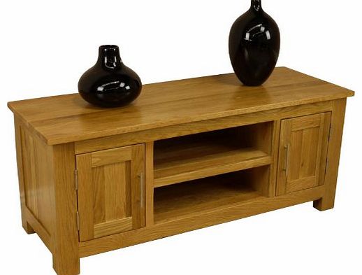 Oakland  - CHUNKY OAK LARGE PLASMA TV DVD VIDEO UNIT CABINET STAND ASSEMBLED