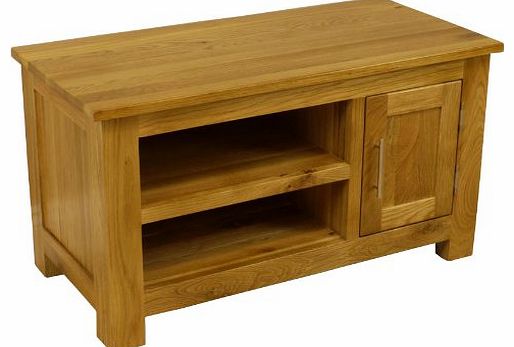 Oakland  - CHUNKY OAK SMALL PLASMA TV DVD VIDEO UNIT CABINET STAND ASSEMBLED