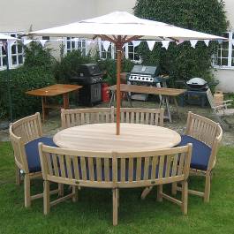 180cm Teak Dining Table and 4 Curved Bench