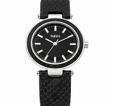 Oasis Ladies All Black Snake Strap Watch