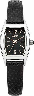 Oasis Ladies Black Snake Strap Watch