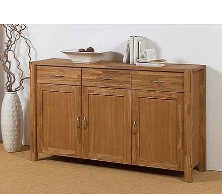 Oestergaard Clearance - Basel Solid Oak 3 Door Sideboard -