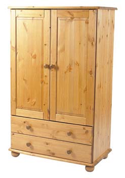 Dursley Solid Pine 2 Door 2 Drawer Wardrobe